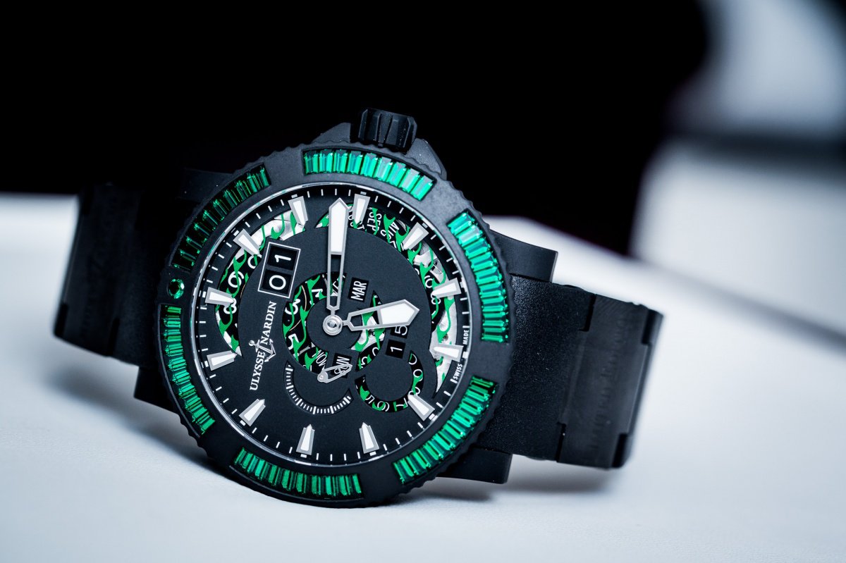 Ulysse Nardin Marine Perpetual watch with diamonds and rubber bezel Baselwolrd 2015