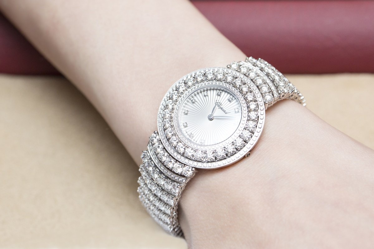 Chopard L’Heure du Diamant Pavé White Gold Watch Baselworld 2015 Wrist