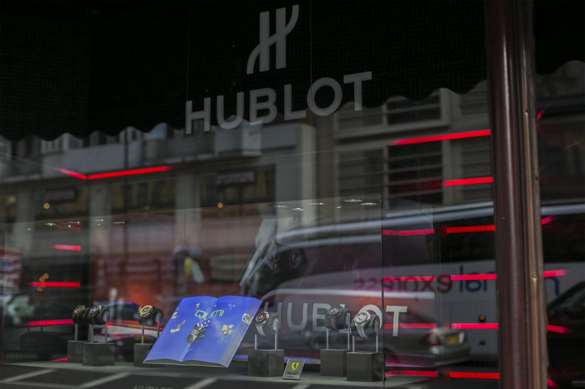 Hublot Fluorescent Fusion Exhibition Windows at Harrods 2015