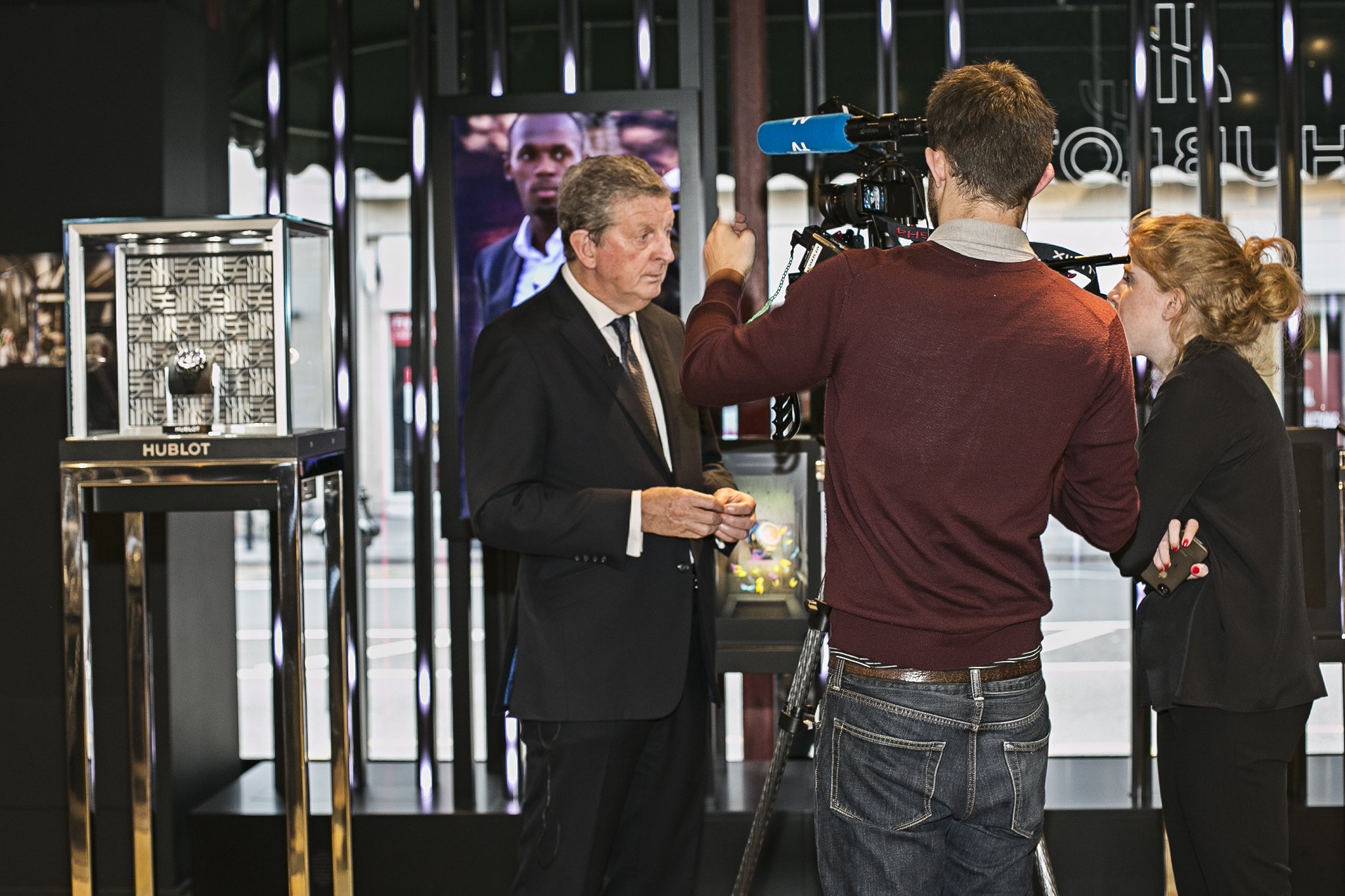 England Manager Roy Hodgson at Hublot Fluorescent Fusion Exhibition Harrods 2015
