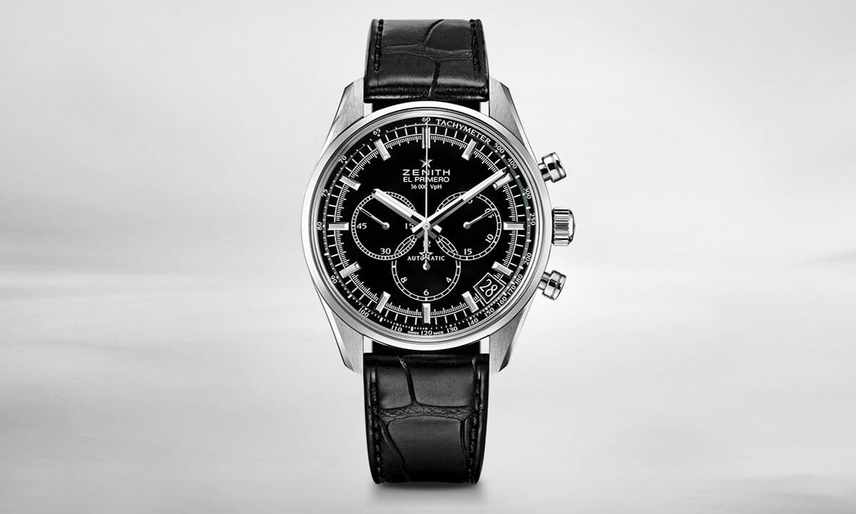 Zenith El Primero chronograph 36.000 black lacquered dial