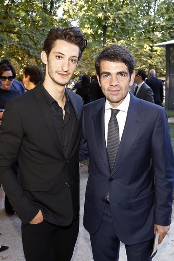 French actor Pierre Niney and Montblanc CEO Jérôme Lambert in the Tuileries Garden