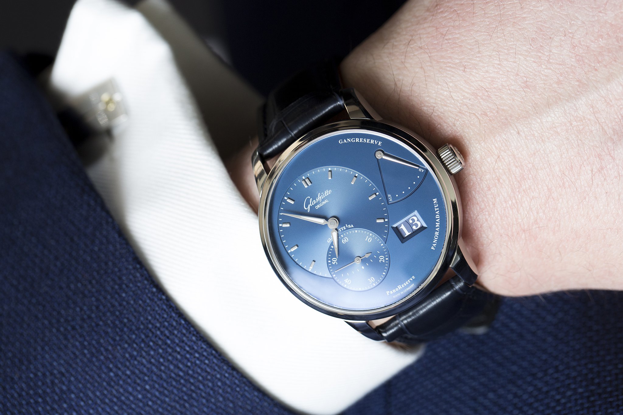 Glashütte Original PanoReserve Blue Watch 2015 Wrist