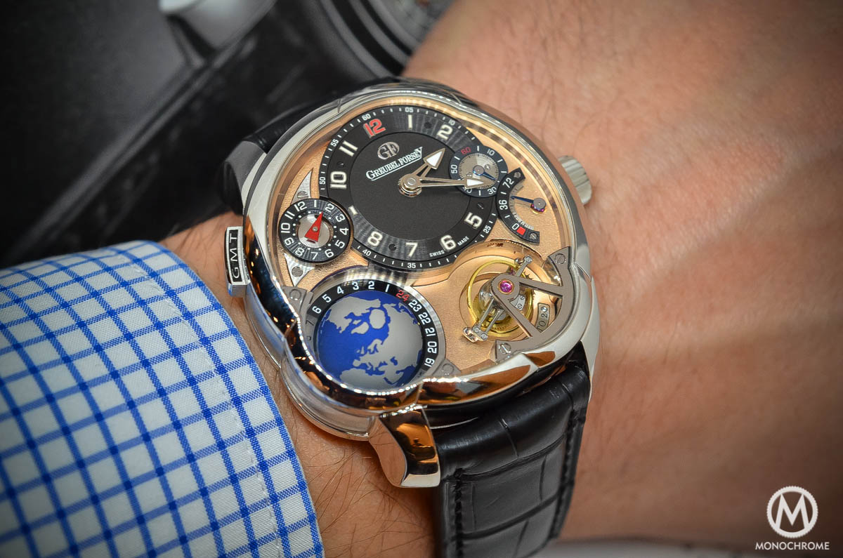 Greubel Forsey GMT Rose gold 5N movement Platinum case - on the wrist