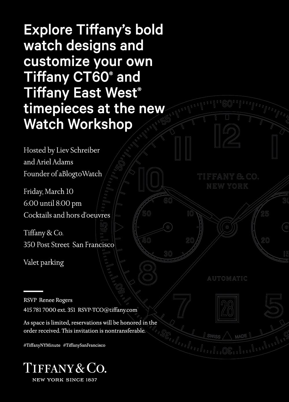 SAN FRANCISCO INVITE: Tiffany & Co. Watches Event Hosted By Liev Schreiber & aBlogtoWatch Shows & Events 