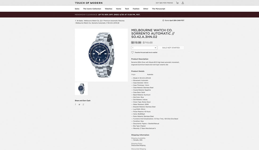 Buying Melbourne Watch Company Watches On Touch Of Modern Sales & Auctions 