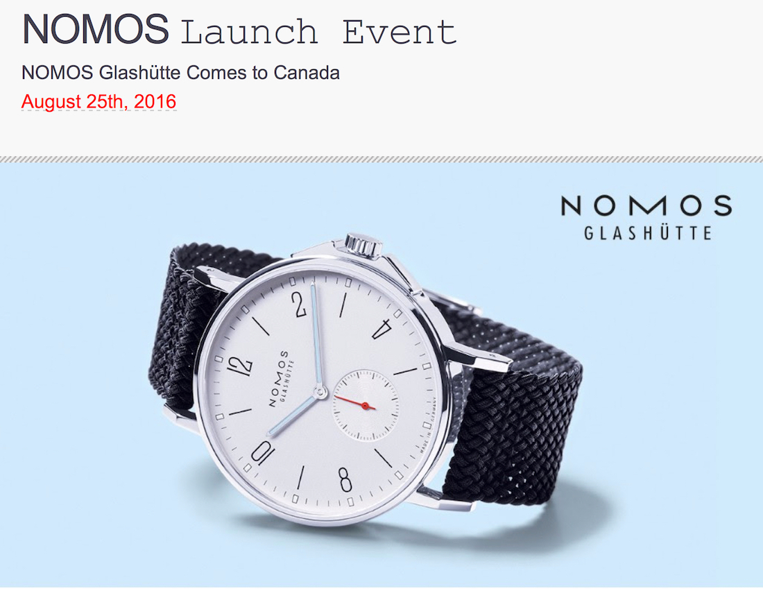 INVITE: Nomos Watches Now In Vancouver - August 25, 2016, Event At Roldorf+Co With aBlogtoWatch Shows & Events 