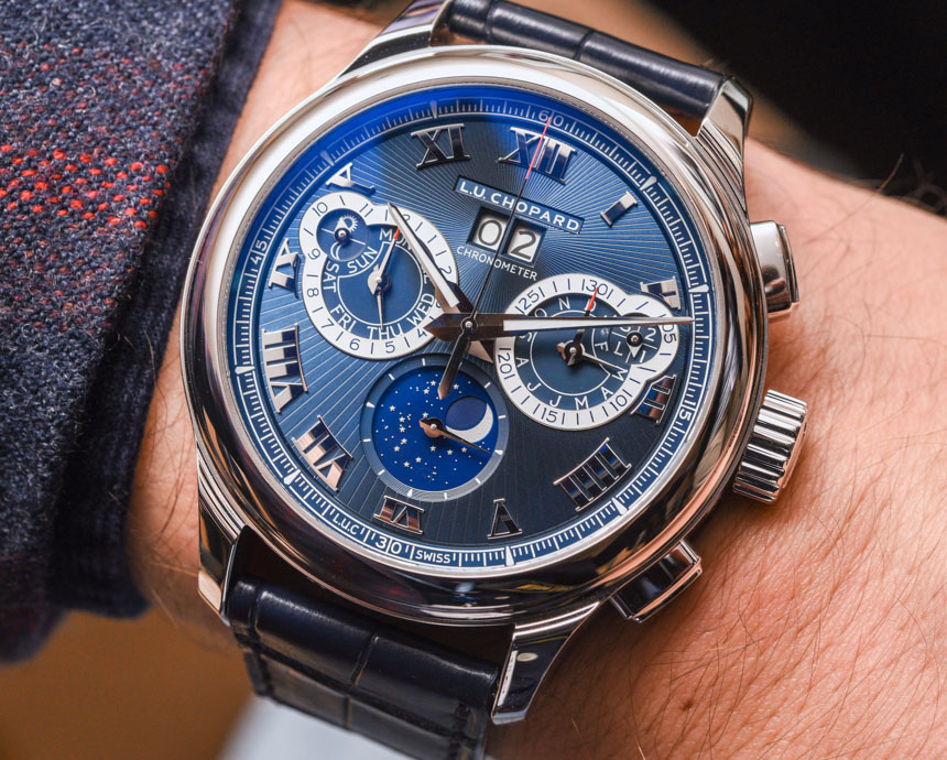 Chopard L.U.C Perpetual Chronograph Watch In Platinum With Blue Dial Hands-On Hands-On 