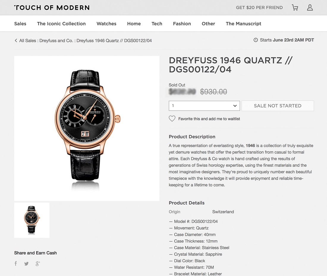 Dreyfuss & Co. Watches Now Available At Touch Of Modern Sales & Auctions 