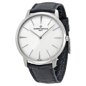 Vacheron Constantin Silver Dial With Black Leather Strap
