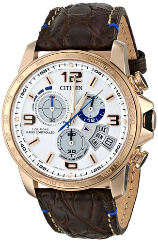 Side of Citizen BY0103-02A Chrono-Time A-T Eco Drive rose gold watch