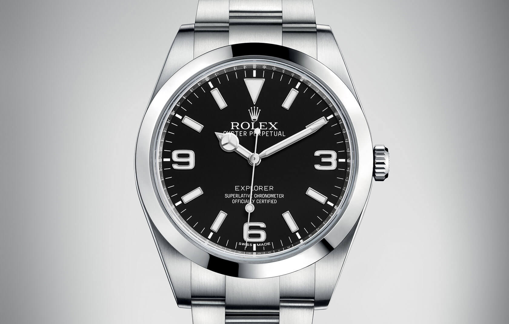 Front of Rolex Oyster Perpetual Explorer Ref. 214270